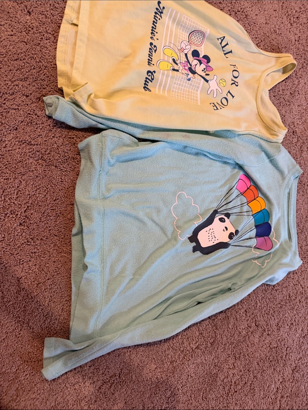 Cat & Jack Yellow Minnie Tank and Mint Owl Graphic Top Set
